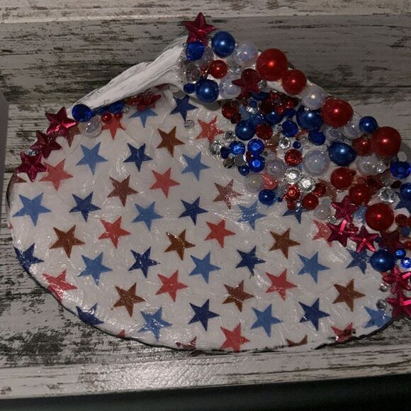 Patriotic stars and stripes handcrafted, trinket dish - Picture 3 of 6